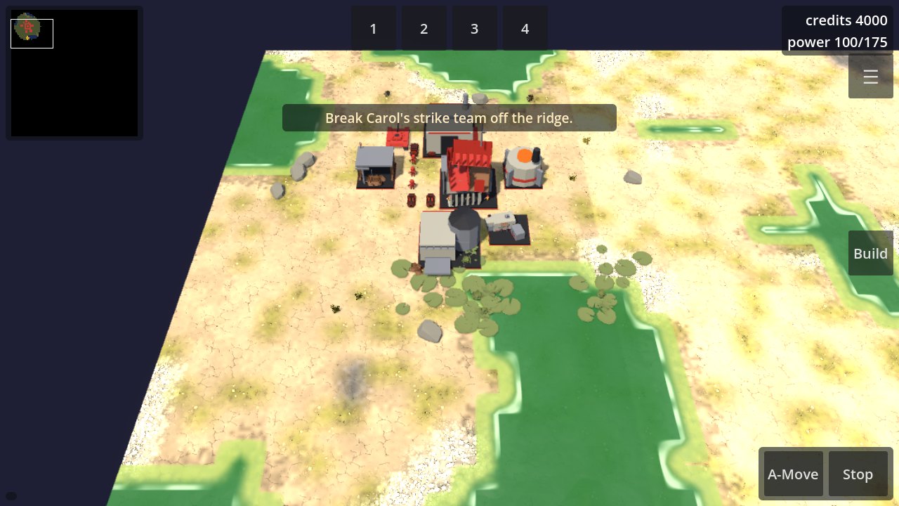 A high overview of a generated map with green ponds, cracked flats, and a small base